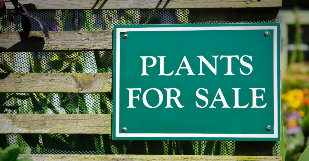 Sign stating Plants for Sale