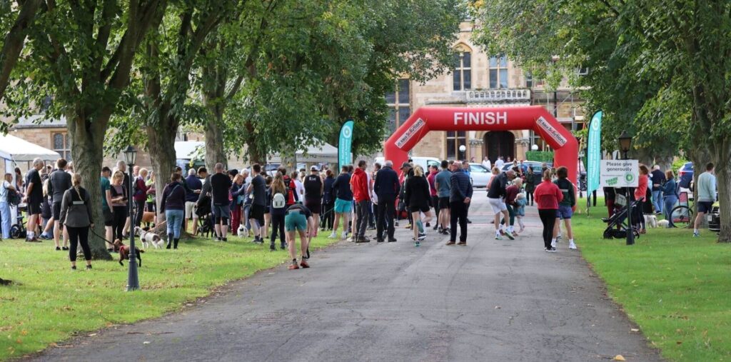 Charity 5K running event at the finish line