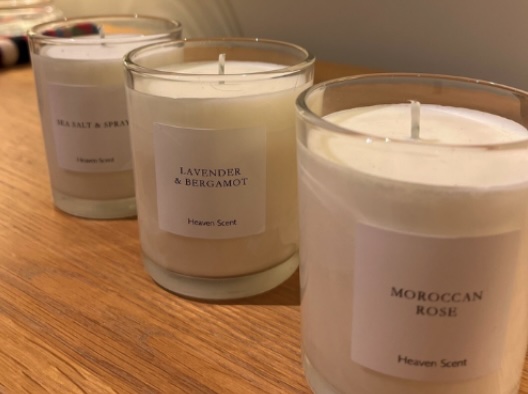 Selection of candles to represent purchases for raise money while you shop