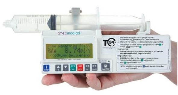 Syringe driver used to help pain relief in end of life care